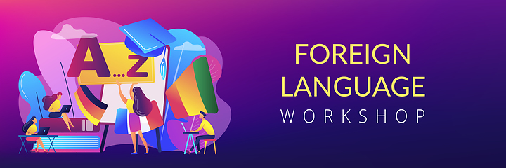 Image showing Foreign language workshop concept banner header.