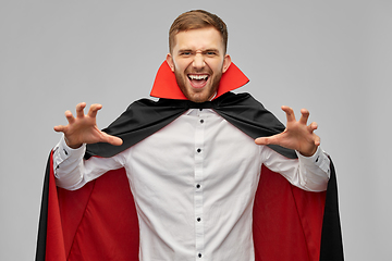 Image showing man in halloween costume of vampire scaring