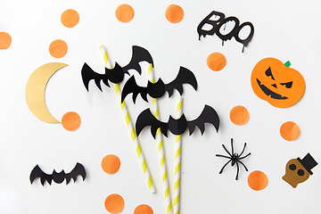 Image showing halloween party decorations and paper straws