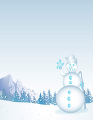 Image showing Frosty Scene with Snowman