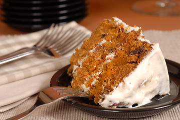 Image showing Carrot cake with fork