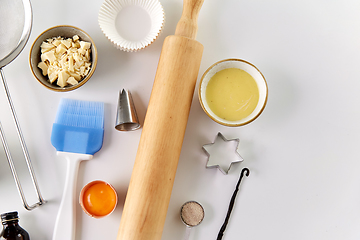 Image showing cooking ingredients and kitchen tools for baking