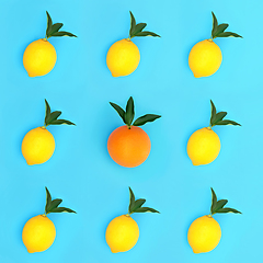 Image showing Abstract Odd One Out Orange and Lemon Fruit Concept 