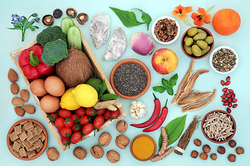Image showing Large Collection of Healthy Immune Boosting Food