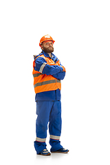 Image showing Handsome contractor, builder isolated over white studio background