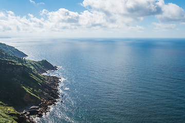 Image showing Aerial view of San Sebastiancliff, Donostia, Spain on a beautiful summer day