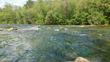Image showing Stream of the river Cetina, Croatia. A beautiful landscape near Omis