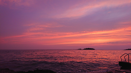 Image showing View of beautiful sunset above the Adriatic sea