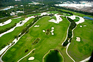 Image showing Flying over golf course