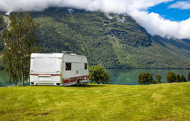 Image showing Family vacation travel RV, holiday trip in motorhome