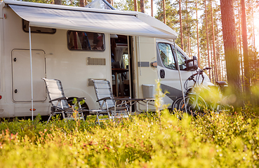 Image showing Family vacation travel RV, holiday trip in motorhome