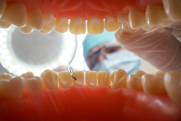 Image showing Patient at a dentist appointment in a dental clinic. View from i