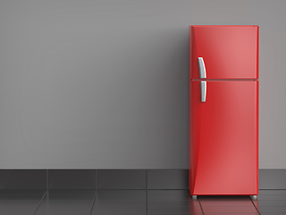 Image showing Red refrigerator in the kitchen