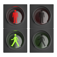 Image showing Two sets of pedestrian traffic lights