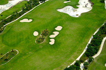 Image showing Flying over golf course