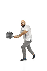 Image showing Portrait of a male chef cook, butcher isolated on a white studio background