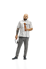 Image showing Portrait of a male chef cook, butcher isolated on a white studio background