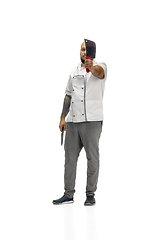 Image showing Portrait of a male chef cook, butcher isolated on a white studio background