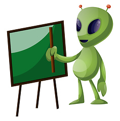 Image showing Alien with blackboard, illustration, vector on white background.