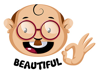 Image showing Funny human emoji with beautiful sign, illustration, vector on w