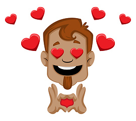 Image showing Human emoji feeling in love, illustration, vector on white backg