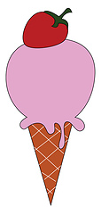 Image showing Strawberry ice-cream, vector or color illustration.