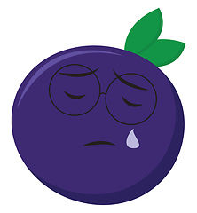 Image showing Sad plum with tears, vector or color illustration.