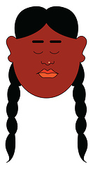 Image showing A girl in long hair with two plaits and eyes closed, vector or c