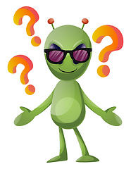 Image showing Questioning alien, illustration, vector on white background.