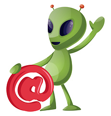 Image showing Waving alien, illustration, vector on white background.