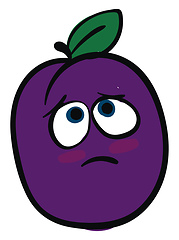 Image showing Sad plum, vector or color illustration.