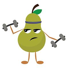 Image showing Sport loving pear, vector or color illustration.