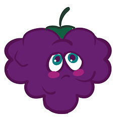 Image showing A melancholic blackberry, vector or color illustration.