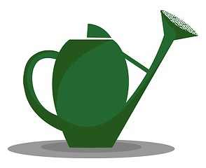 Image showing A green-colored watering pot with a long spout and a detachable 