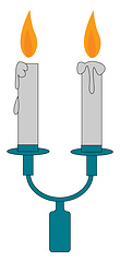 Image showing Image of two candles on stand, vector or color illustration.
