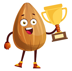 Image showing Almond won golden trophy, illustration, vector on white backgrou