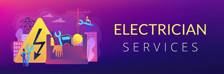 Image showing Electrician services concept banner header