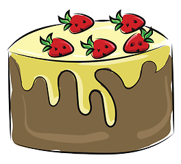 Image showing Strawberry cake, vector or color illustration.