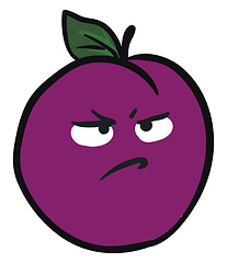 Image showing Pissed off plum, vector or color illustration.