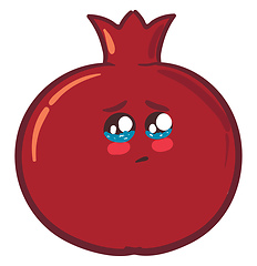 Image showing Image of crying pomegranate, vector or color illustration.