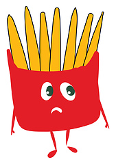 Image showing A sad French fries packet, vector or color illustration.