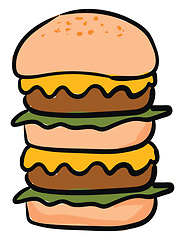 Image showing A huge burger, vector or color illustration.