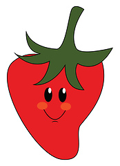 Image showing Emoji of a smiling red strawberry, vector or color illustration.