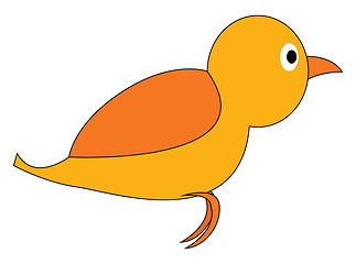 Image showing Painting of a cartoon yellow bird set isolated on white backgrou