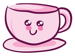 Image showing Pink cute cup, vector or color illustration.