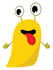 Image showing Clipart of a happy yellow monster with tongue hanging out, vecto