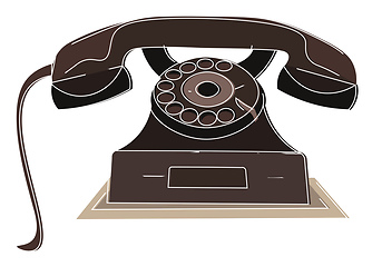 Image showing Antique vintage type brown telephone/Landline Telephone at home 