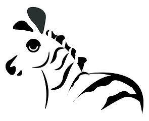 Image showing Silhouette of a zebra animal, vector or color illustration. 