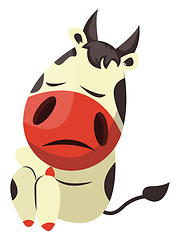 Image showing Cow is feeling sad, illustration, vector on white background.