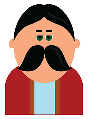 Image showing A man with big fat moustache wearing red colored coat, vector or